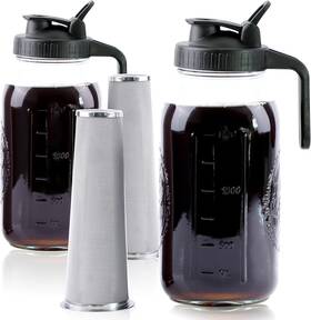 Gmsweet 313022919916 Cold Brew Coffee Maker 64 Oz Mason Jar Iced 2 Set Half Gallon Glass