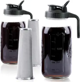 Gmsweet 313022919916 Cold Brew Coffee Maker 64 Oz Mason Jar Iced 2 Set Half Gallon Glass