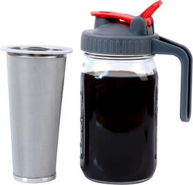 Gmsweet 313085774781 32oz Cold Brew Coffee Maker Mason Jar With Wide Mouth Pour Spout Handle Lid &