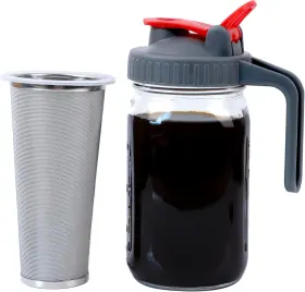 Gmsweet 313085774781 32oz Cold Brew Coffee Maker Mason Jar With Wide Mouth Pour Spout Handle Lid &