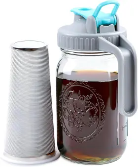 Gmsweet 445050198162 Mason Jar Cold Brew Coffee Maker 32 Oz Wide Mouth Pitcher 1 Quart Airt