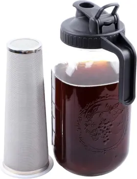 Gmsweet 744759128010 Cold Brew Mason Jar Coffee Maker 64oz Wide Mouth Pitcher Clear