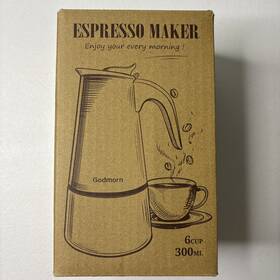 Godmorn Mwo2135374 6 Cups Stainless Steel Stovetop Moka Pot Espresso Maker 300ml New