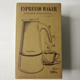Mwo2135374 Godmorn 6 Cups Stainless Steel Stovetop Moka Pot Espresso Maker 300ml New