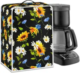 Gostong 711181462531 Sunflower Daisy Coffee Maker Cover With Top Handle Polyester Dustproof S