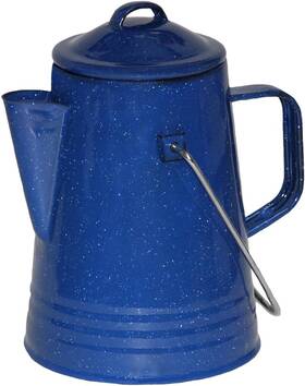 Grip 78443 Coffee Percolator Blue - Durable Glazed Enamel Steel Prepare
