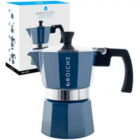 Grosche 627982004385 Milano Stovetop Espresso Maker Moka Pot 3 Cup - 5 Oz Blue -moka Esp