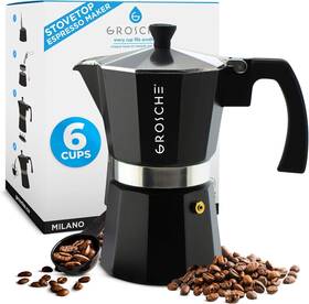 Grosche 682858075067 Charcoal Milano Stovetop Espresso Maker 6 Cup