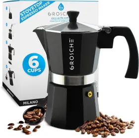 Grosche 682858075067 Charcoal Milano Stovetop Espresso Maker 6 Cup
