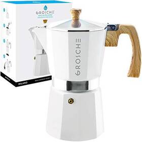 Grosche 682858075388 Milano Moka Stovetop Espresso Coffee Maker 9 Cup / 450 Ml White