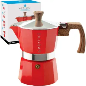 Grosche 682858075630 Milano Stovetop Espresso Maker Moka Pot 3 Cup - 5oz Red Cuba