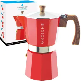 Grosche 682858075654 Milano Stovetop Espresso Maker Moka Pot 9 Cup 15.2 Oz Red - Cuban