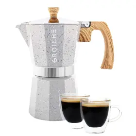 1132 Grosche 682858076286 Grey - Milano Stone Stovetop Espresso Coffee Maker And Turin Cup Set