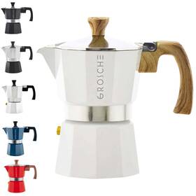 Grosche B07ccly82b Milano Moka Stovetop Espresso Coffee Maker 3 Cup 150ml White