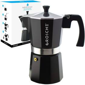 Grosche B088fwtjtg Milano Moka Pot Stovetop Espresso Maker Greca Coffee - 12-cup Black