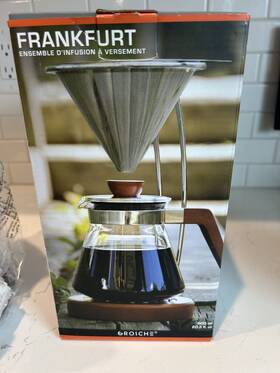Grosche Gr-333 Model Frankfurt Pourover Coffee Maker New Open Box 600 Ml 20.3 Oz