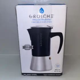 Gr-407 Grosche Milano Steel 6 Cup Stovetop Espresso Maker Stainless Moka Pot