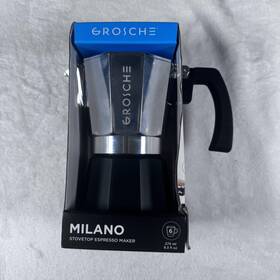 Grosche Gr-512 Milano Stovetop Espresso Maker 6 Cup Moka Pot 275 Ml Italian Style Black