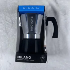 Gr-512 Grosche Milano Stovetop Espresso Maker 6 Cup Moka Pot 275 Ml Italian Style Black