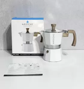 Gr354 Grosche Milano White Moka Stovetop Espresso Coffee Maker 6 Cup Capacity