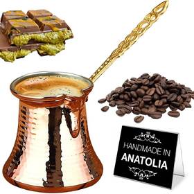 Hakan 729105919344 Turkish Coffee Pot Greek Arabic Maker Hammered Copper Cezve Vintag