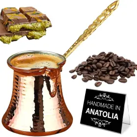 Hakan 729105919344 Turkish Coffee Pot Greek Arabic Maker Hammered Copper Cezve Vintag