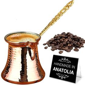 Hakan 729105919375 Turkish Coffee Pot Greek Arabic Maker Hammered Copper Cezve