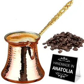 Hakan 729105919375 Turkish Coffee Pot Greek Arabic Maker Hammered Copper Cezve