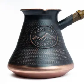 Handcraftoria 759627587561 Handmade Armenian Coffee Pot 21 Fl Oz Copper Jazva Ararat Turkish Arabic Greek C