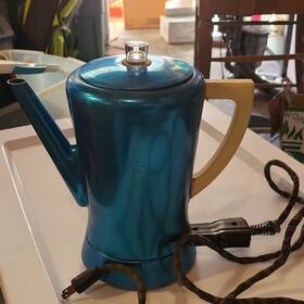 Hav-a-cup 2396 Hav-a-cup 8 Electric Percolator Blue Aluminum Model With Power Cord