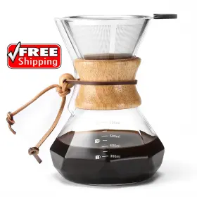 Zsmp-2 Heihox Pour Over Coffee Maker With Stainless Steel Filter 20 Oz Borosilicate Gl
