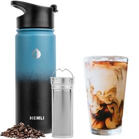 Hemli 628011974419 Coffee Infuser 18 Oz Cold Brew Maker Blue Black Stainless Steel Portable