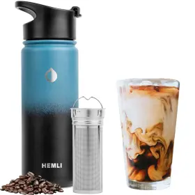 Hemli 628011974419 Coffee Infuser 18 Oz Cold Brew Maker Blue Black Stainless Steel Portable
