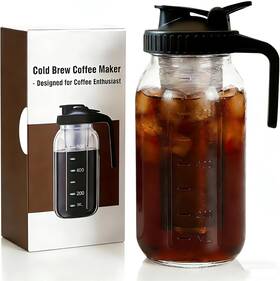 Heyglee 445019853873 Cold Brew Coffee Maker 32oz Mason Jar Pitcher With Airtight Lid And Stainless S