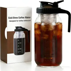 Heyglee 445019853873 Cold Brew Coffee Maker 32oz Mason Jar Pitcher With Airtight Lid And Stainless S