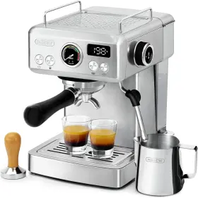 H10a Hibrew - 58mm Espresso Machine Stainless Steel Body With Milk Silver