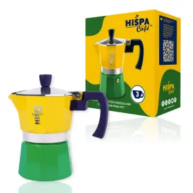 Hispa Caf 198168345283 Stovetop Espresso Coffee Maker Moka Pot 3 Cups 6 Oz. Aluminum S