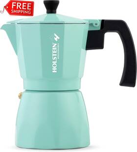 Holstein Housewares H-08087 - 6 Cup Aluminum Stovetop Espresso Maker And Moka Pot Grea