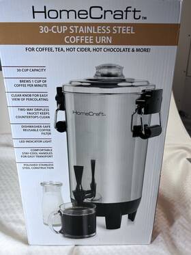 Homecraft Cu30ss 30 Cup Stainless Steel Coffee Urn Percolator New Inbox