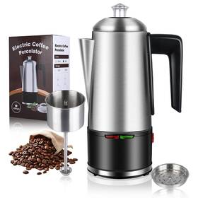 Homokus 617256220627 Electric Coffee Percolator 12 Cups L Silver