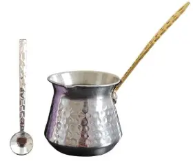 Hoppi 711067784580 Turkish Coffee Pot 12 Oz 4 Persons Milk Espresso Cezve Maker Thickest Solid Hamm