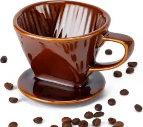 Husfunov 445029638637 Pour Over Coffee Maker Dripper With 3 Holes Flat Bottom Ceram