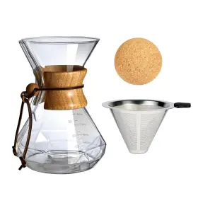 20220302 Hyaxgm 27oz Pour Over Coffee Maker With Wood Sleeve And Dripper Includes Cork Stopper