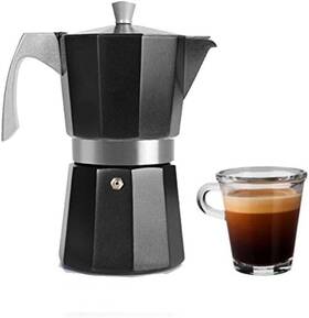 Ibili 623106 Evva Black Express Moka Pot 6 Cups 300 Ml Cast Aluminium