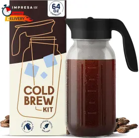 8607 Impresa 64 Oz Cold Brew Mason Jar Coffee Maker With Wide Mouth Pit