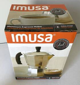 Imusa 070-01-0884 3 Cup Aluminum Stovetop Coffeemaker Espresso New In Box#m