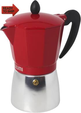 Imusa 705353171482 Usa Red Aluminum Stovetop 6-cup Classic Italian And Cuban Espresso Maker