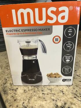 Imusa Gau-18236 Electric Espresso Maker 3-6 Cup Capacity Silver