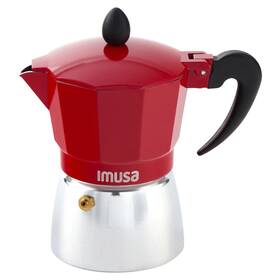 Imusa Usa 445035870854 3cup Cast Aluminum Stovetop Coffeemaker With Red Top