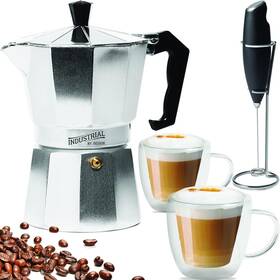 Industial By Design 841507114971 Stovetop Espresso Maker And Italian Coffee Gift Set To Make Perfect Latte